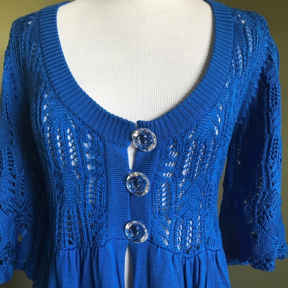 XOXO women’s royal blue knit cardigan sweater M - Picture 3 of 7